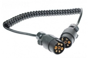 Curly connecting lead, 1.5M with 7 pin plugs. (mp588)